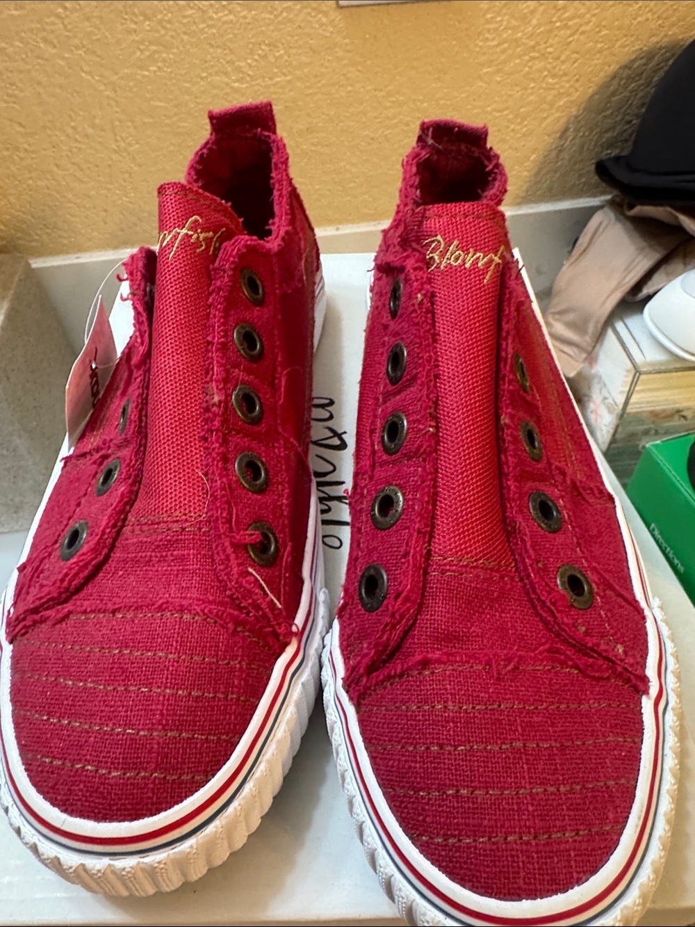 Blowfish Red Canvas Slip-On Sneakers